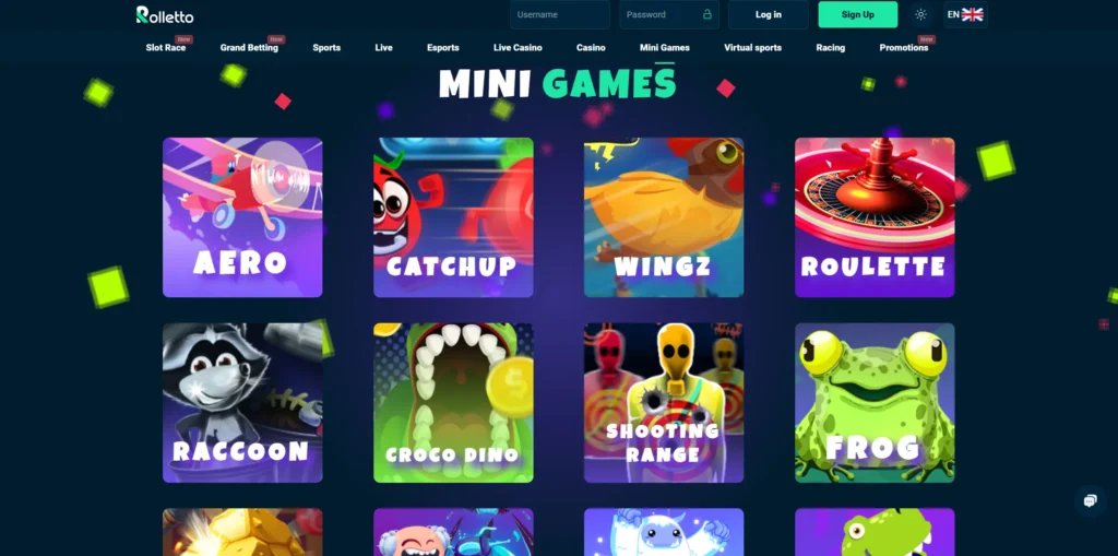 Rolletto mini games.